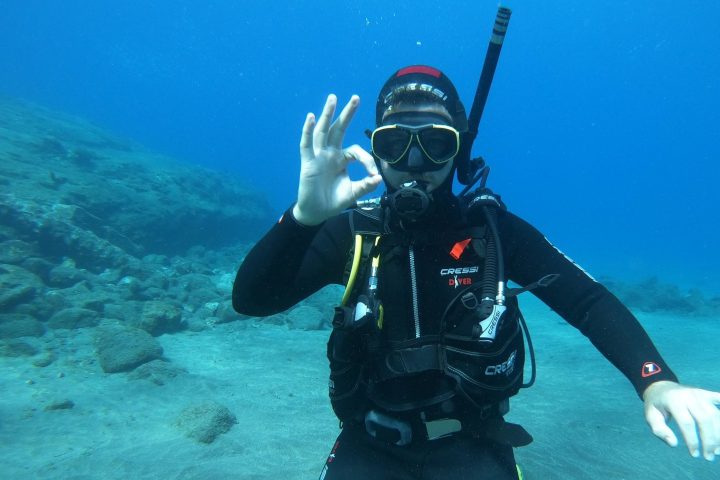 a man swimming in the water