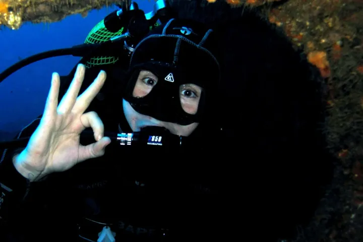 a man in a swimming pool