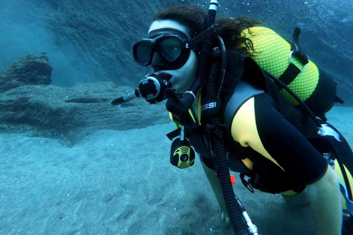 a person swimming in the water