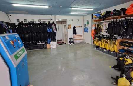 a group of people standing in a room